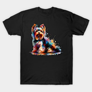 Yorkshire Terrier in Enchanting Colorful Splash Art T-Shirt